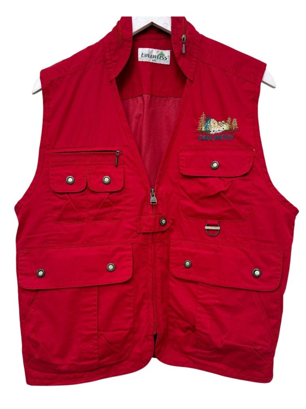 Edelweiss Red Utility Vest Outdoor Multi Pocket Hiking Fishing Sporty S/M Womens